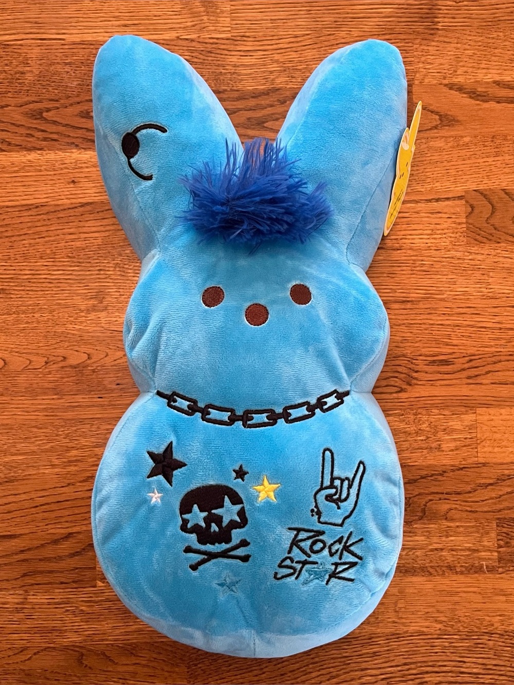 PEEPS 15" Plush -BLUE EMO BUNNY- Skull Rock Star & Fuzzy Hair 2026 NEW